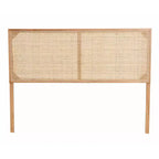 Testiera per letto Queen bali & pari Aurelia in legno di bayur e rattan: Design bohémien, montaggio a parete o su telaio, altezza regolabile