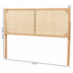 Testiera per letto Queen bali & pari Aurelia in legno di bayur e rattan: Design bohémien, montaggio a parete o su telaio, altezza regolabile