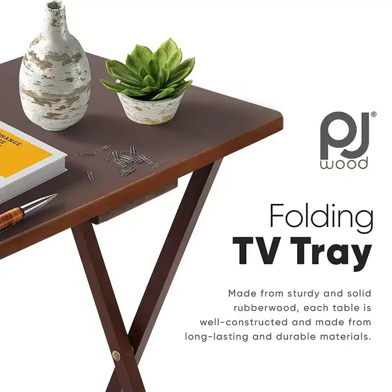 PJ Wood Tavolino Pieghevole Portatile per TV, Tavolo da Snack, Scrivania, Rovere Miele (Confezione da 10)