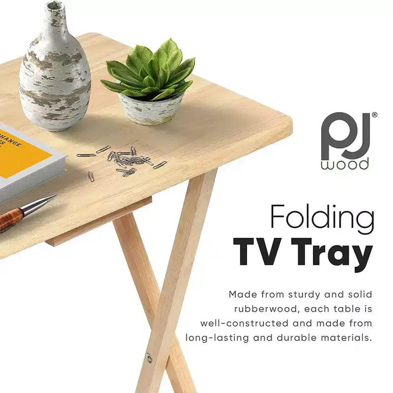 Tavolino Pieghevole PJ Wood per Spuntini/TV con Finitura Naturale (Set da 10 Pezzi)