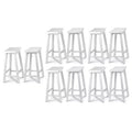 PJ Wood Classic Saddle Seat 24 Inch Kitchen Counter Stools, White (10 Pack)