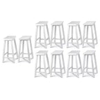 PJ Wood Classic Saddle Seat 24 Inch Kitchen Counter Stools, White (10 Pack)