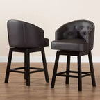 Set 2 sgabelli da bancone girevoli Theron in similpelle e legno - Baxton Studio