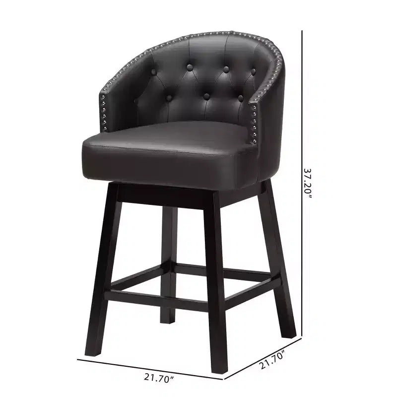Set 2 sgabelli da bancone girevoli Theron in similpelle e legno - Baxton Studio