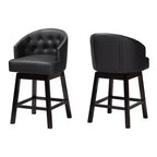 Set 2 sgabelli da bancone girevoli Theron in similpelle e legno - Baxton Studio