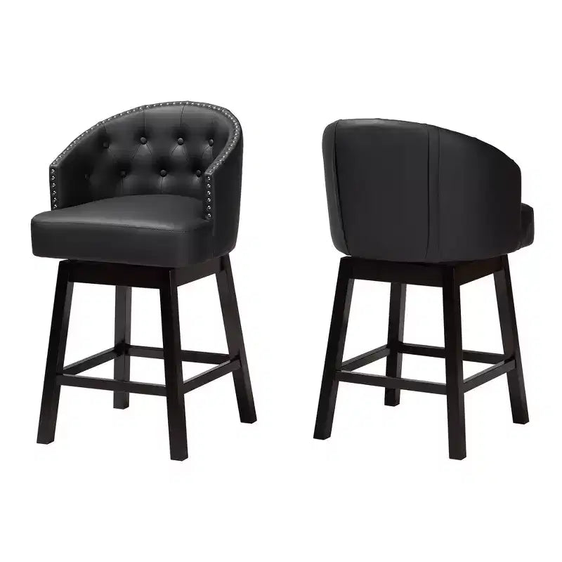 Set 2 sgabelli da bancone girevoli Theron in similpelle e legno - Baxton Studio