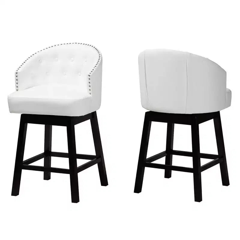 Set 2 sgabelli da bancone girevoli Theron in similpelle e legno - Baxton Studio