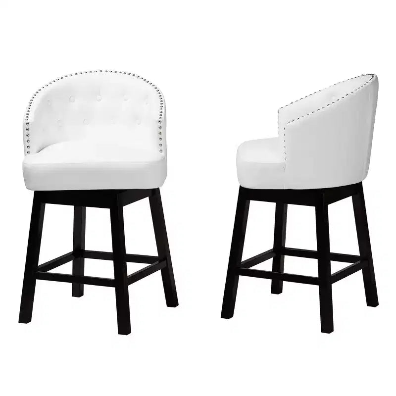 Set 2 sgabelli da bancone girevoli Theron in similpelle e legno - Baxton Studio