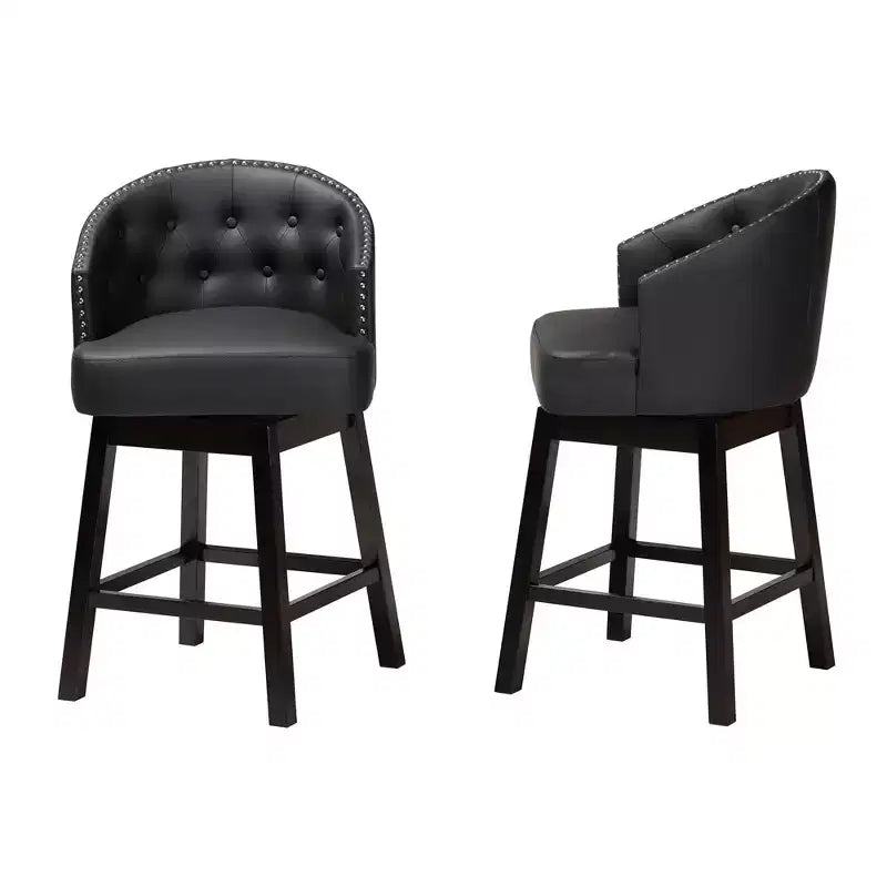 Set 2 sgabelli da bancone girevoli Theron in similpelle e legno - Baxton Studio
