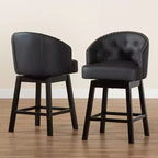 Set 2 sgabelli da bancone girevoli Theron in similpelle e legno - Baxton Studio