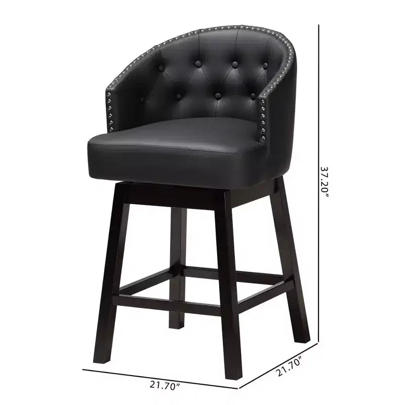 Set 2 sgabelli da bancone girevoli Theron in similpelle e legno - Baxton Studio