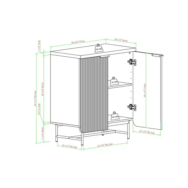 Madia moderna a 2 ante con scanalature - Saracina Home