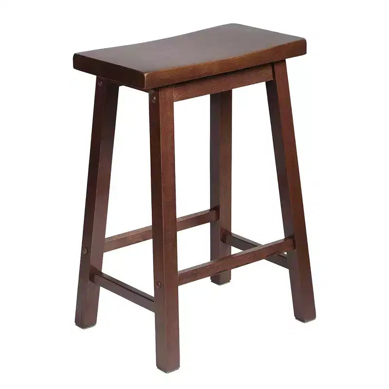 Sgabello da Cucina Classico PJ Wood con Seduta a Sella, Alto 61 cm, per Case, Sale da Pranzo e Bar, Senza Schienale, 4 Gambe Quadrate, Noce (Confezione da 2)