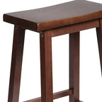 Sgabello da Cucina Classico PJ Wood con Seduta a Sella, Alto 61 cm, per Case, Sale da Pranzo e Bar, Senza Schienale, 4 Gambe Quadrate, Noce (Confezione da 2)