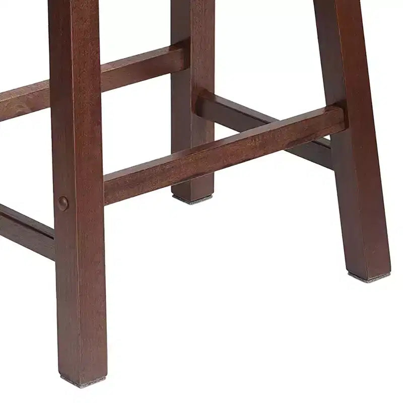 Sgabello da Cucina Classico PJ Wood con Seduta a Sella, Alto 61 cm, per Case, Sale da Pranzo e Bar, Senza Schienale, 4 Gambe Quadrate, Noce (Confezione da 2)