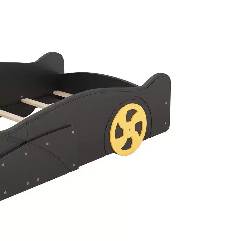 Letto a piattaforma a forma di auto da corsa con ruote e contenitore - ModernLuxe
