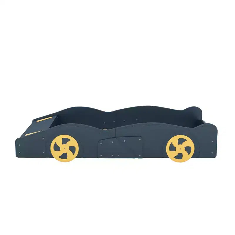 Letto a piattaforma a forma di auto da corsa con ruote e contenitore - ModernLuxe
