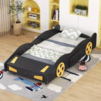 Letto a piattaforma a forma di auto da corsa con ruote e contenitore - ModernLuxe