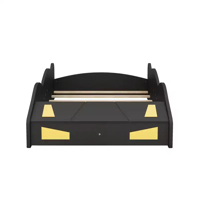 Letto a piattaforma a forma di auto da corsa con ruote e contenitore - ModernLuxe