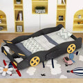 Race Car-Shaped Platform Bed with Wheels and Storage - ModernLuxe