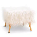 Cheer Collection 17 Square Faux Fur Stool (White)
