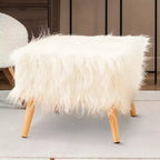 Sgabello quadrato Cheer Collection in pelliccia sintetica da 17 pollici (bianco)