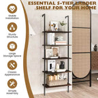Scaffale a 5 ripiani a scala Costway 71'' (180 cm) di altezza, a muro, libreria espositiva, organizer, marrone/naturale/bianco