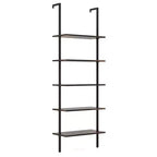 Scaffale a 5 ripiani a scala Costway 71'' (180 cm) di altezza, a muro, libreria espositiva, organizer, marrone/naturale/bianco