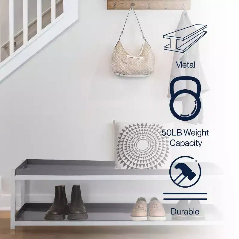 happimess Scarpiera a 2 Ripiani in Ferro Industriale Compatta da 10,75, per 6 Paia di Scarpe