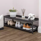 happimess Scarpiera a 2 Ripiani in Ferro Industriale Compatta da 10,75, per 6 Paia di Scarpe