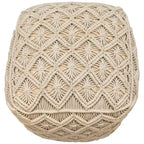 Northlight 18 Pouf Ottomano Quadrato Fatto a Mano in Macramè di Cotone Naturale Beige