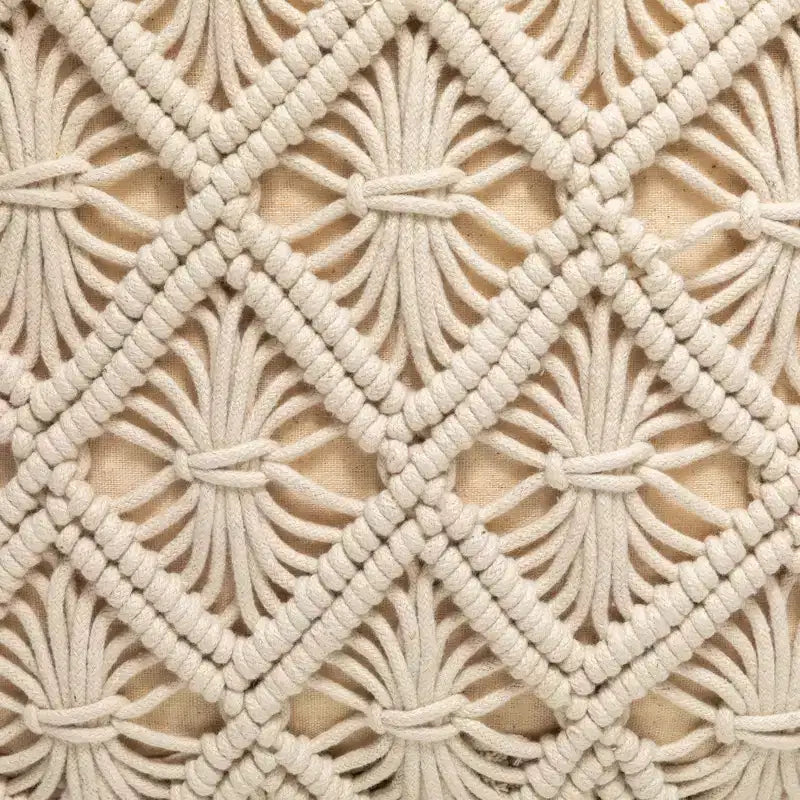 Northlight 18 Pouf Ottomano Quadrato Fatto a Mano in Macramè di Cotone Naturale Beige