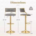 Sgabelli da bar girevoli Costway in velluto set da 2 imbottiti regolabili con schienale intrecciato grigio/beige/giallo