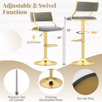 Sgabelli da bar girevoli Costway in velluto set da 2 imbottiti regolabili con schienale intrecciato grigio/beige/giallo