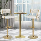 Sgabelli da bar girevoli Costway in velluto set da 2 imbottiti regolabili con schienale intrecciato grigio/beige/giallo