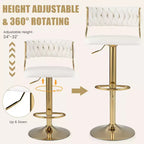 Sgabelli da bar girevoli Costway in velluto set da 2 imbottiti regolabili con schienale intrecciato grigio/beige/giallo