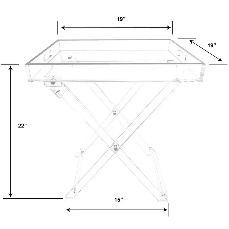 Tavolino Pieghevole in Acrilico Designstyles con Bordo Argentato, Arredamento per la Casa Lussuoso e Durevole, Migliora Ogni Ambiente