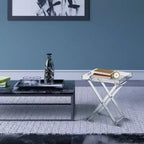 Tavolino Pieghevole in Acrilico Designstyles con Bordo Argentato, Arredamento per la Casa Lussuoso e Durevole, Migliora Ogni Ambiente