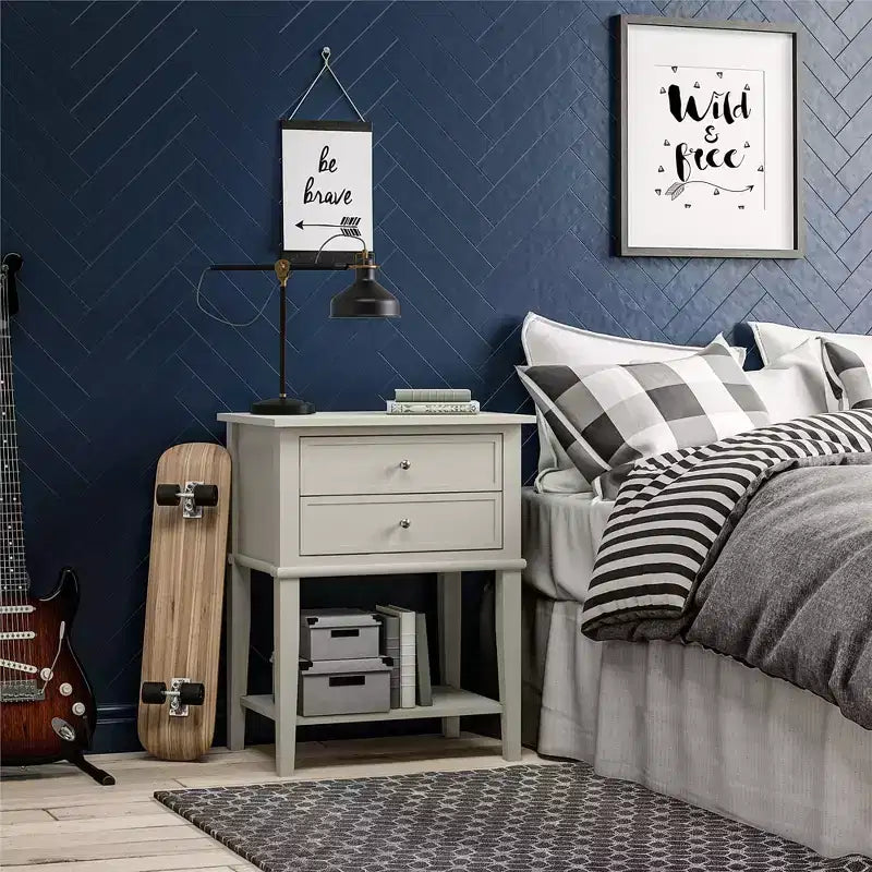 Ameriwood Home Franklin Comodino con 2 cassetti e ripiano inferiore