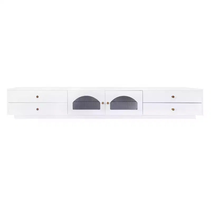 Mobile TV di lusso con anta in vetro scanalato, consolle multimediale elegante e pratica per TV fino a 90 pollici - ModernLuxe