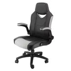 Elama High Back Adjustable Faux Leather Office Chair in Black and Gray