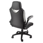 Sedia da ufficio Elama High Back in similpelle regolabile, colore nero e grigio