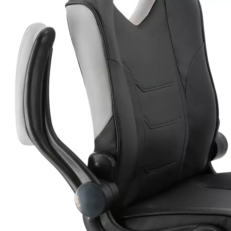 Sedia da ufficio Elama High Back in similpelle regolabile, colore nero e grigio