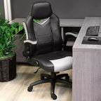 Sedia da ufficio Elama High Back in similpelle regolabile, colore nero e grigio