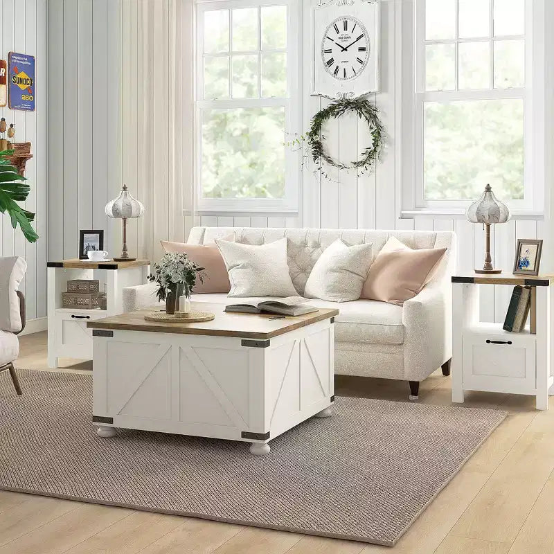 HOMCOM Tavolino da Salotto Coloniale con Contenitore, Tavolino Grande Quadrato per Soggiorno, Tavolino Basso in Legno con Coperchio a Scomparsa