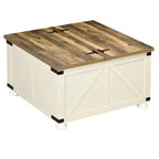 HOMCOM Tavolino da Salotto Coloniale con Contenitore, Tavolino Grande Quadrato per Soggiorno, Tavolino Basso in Legno con Coperchio a Scomparsa