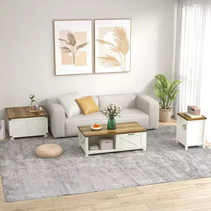 HOMCOM Tavolino da Salotto Coloniale con Contenitore, Tavolino Grande Quadrato per Soggiorno, Tavolino Basso in Legno con Coperchio a Scomparsa