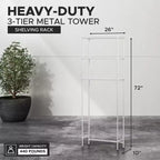 Design Ideas MeshWorks Scaffale da bagno a torre a 3 ripiani in metallo a dimensioni complete per organizzazione sopra il water, 26 x 9.8 x 70.3, Bianco