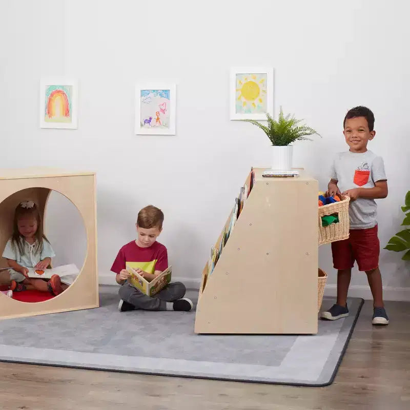 ECR4Kids Espositore per Libri Mobile Bifacciale con Ripiani Contenitori, Scaffale per Aula