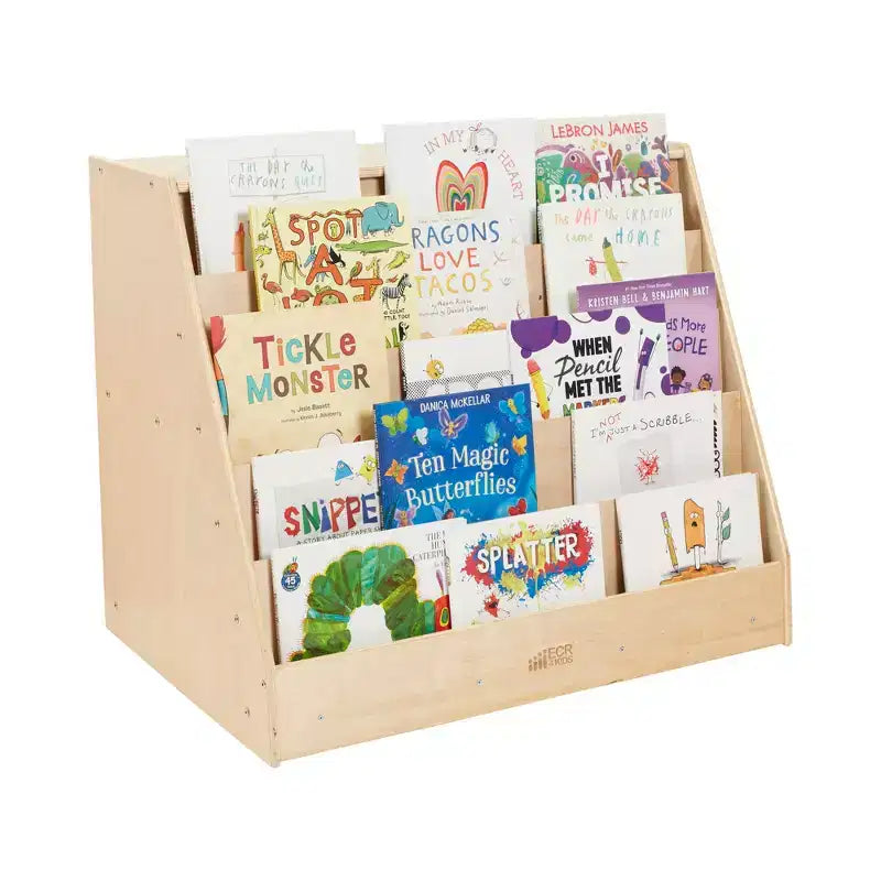 ECR4Kids Espositore per Libri Mobile Bifacciale con Ripiani Contenitori, Scaffale per Aula